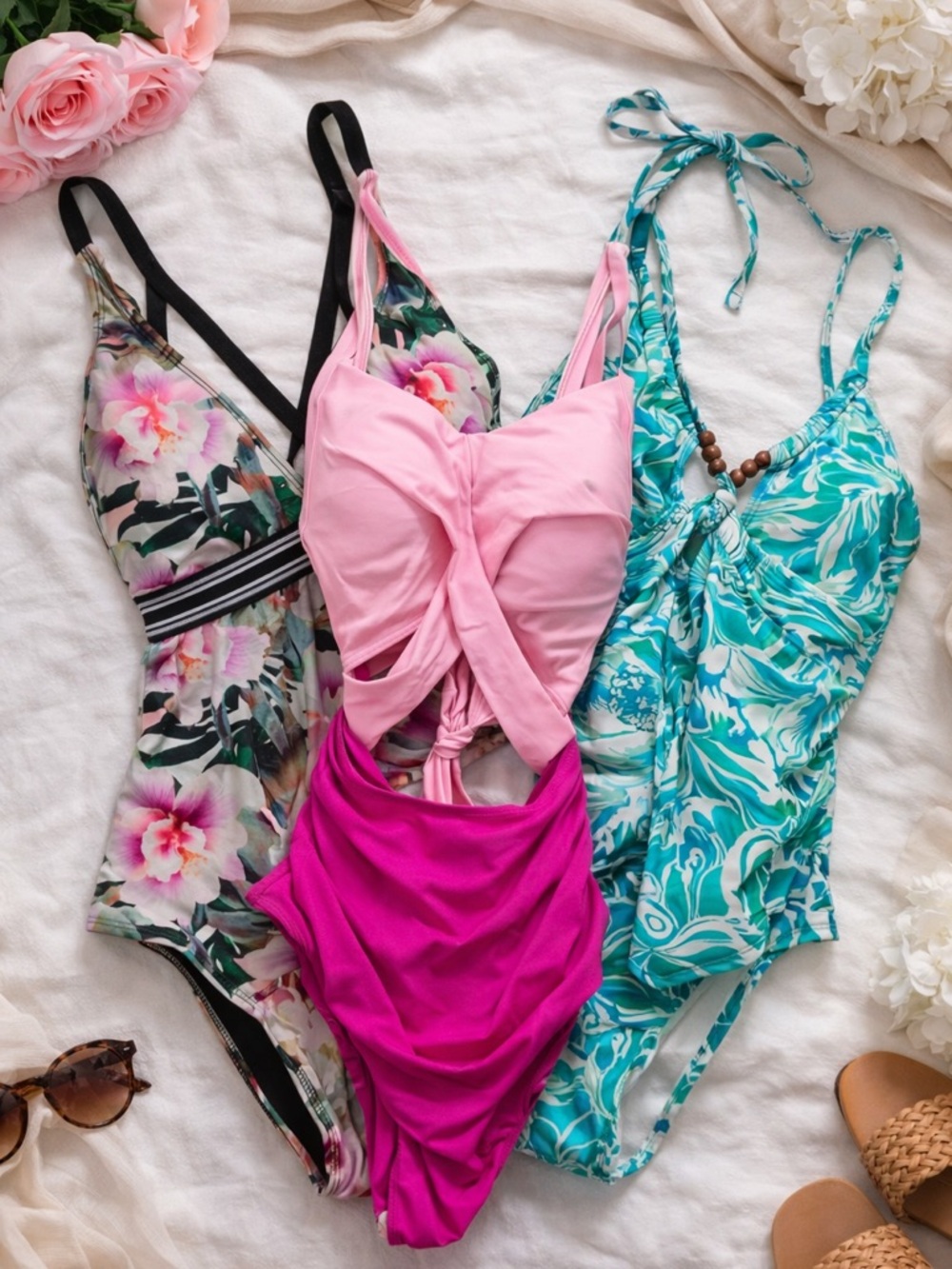 3 Pc Women’s One Piece Swimsuit Bundle Small